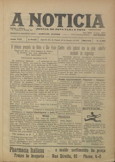 Capa de um dos jornais.
