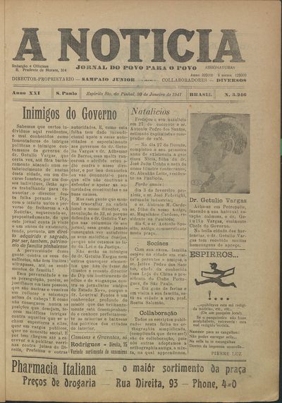 Capa de um dos jornais.