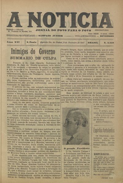Capa de um dos jornais.