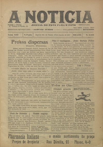 Capa de um dos jornais.