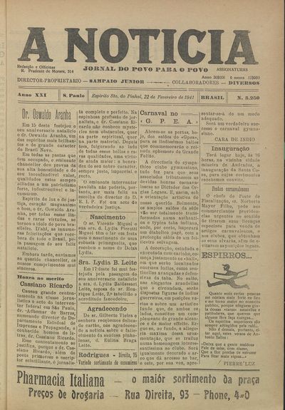 Capa de um dos jornais.
