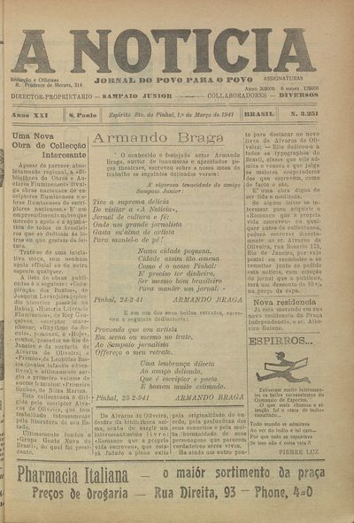 Capa de um dos jornais.