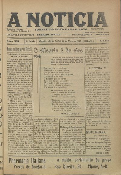 Capa de um dos jornais.