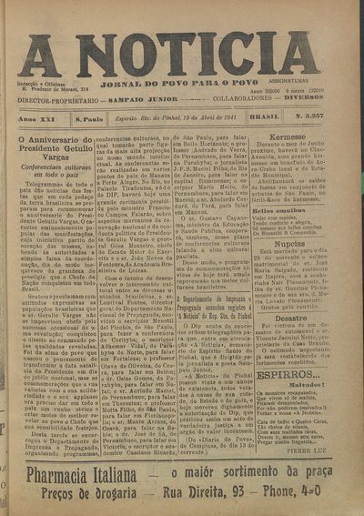 Capa de um dos jornais.