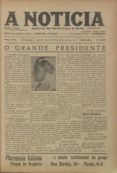 Capa de um dos jornais.