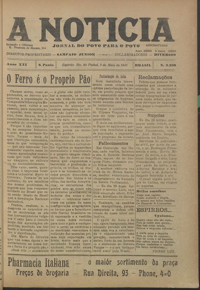 Capa de um dos jornais.