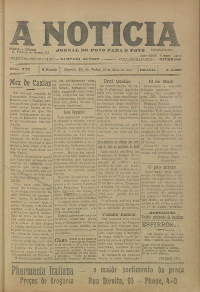 Capa de um dos jornais.