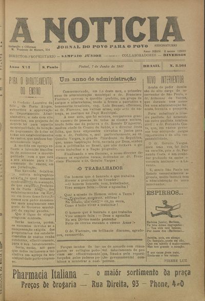 Capa de um dos jornais.