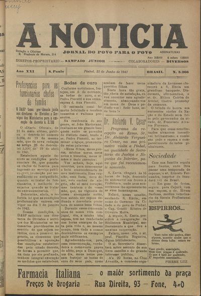 Capa de um dos jornais.