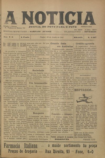 Capa de um dos jornais.