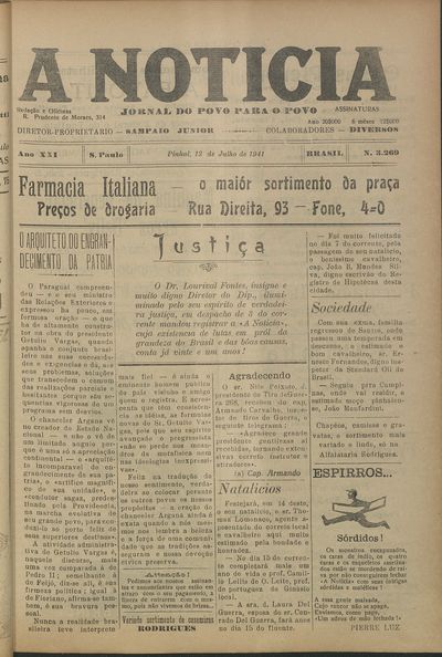 Capa de um dos jornais.