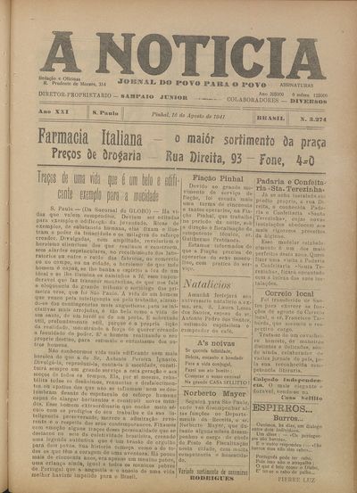 Capa de um dos jornais.
