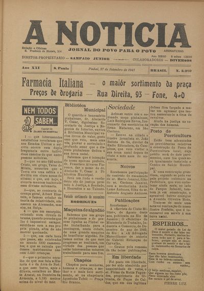 Capa de um dos jornais.