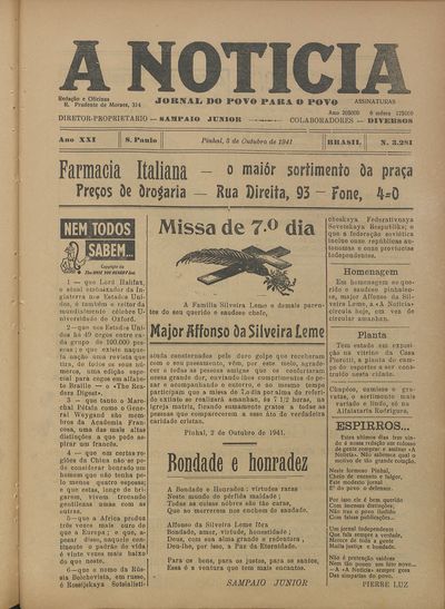 Capa de um dos jornais.