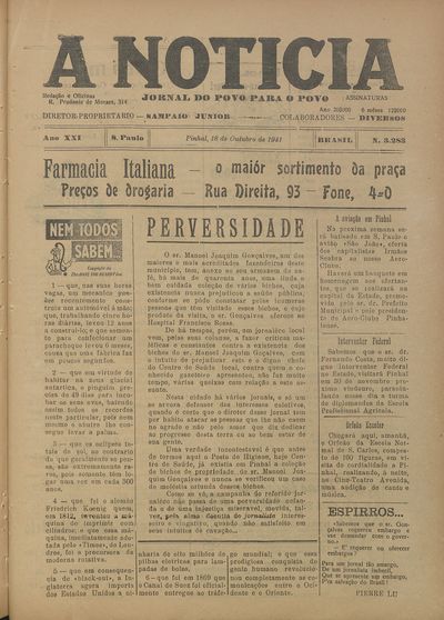 Capa de um dos jornais.