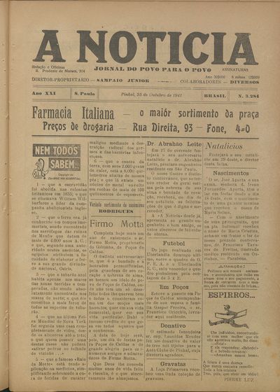 Capa de um dos jornais.