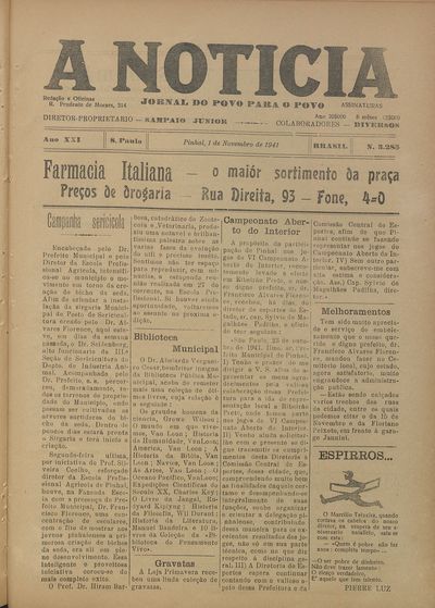 Capa de um dos jornais.
