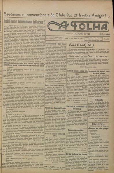 Capa de um dos jornais.