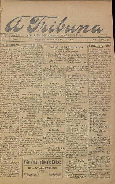 Capa de um dos jornais.