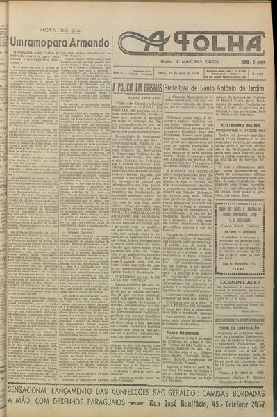 Capa de um dos jornais.