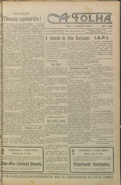 Capa de um dos jornais.