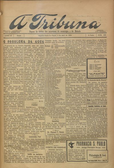Capa de um dos jornais.