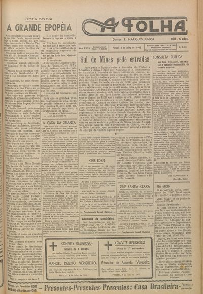 Capa de um dos jornais.