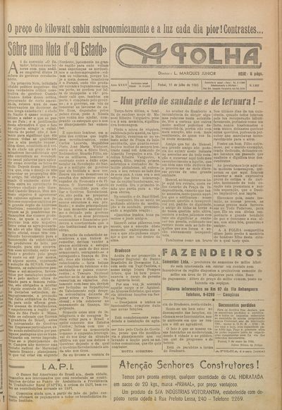 Capa de um dos jornais.