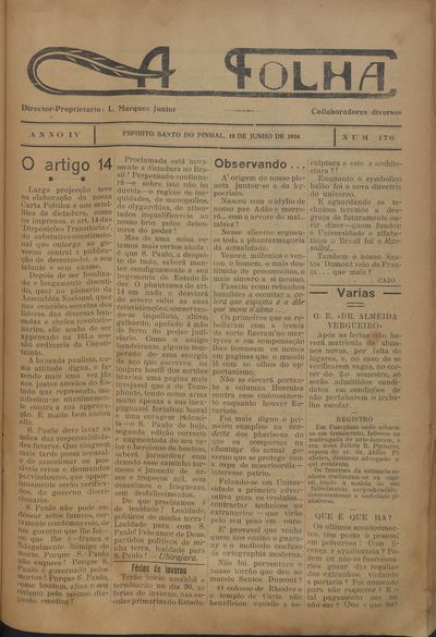 Capa de um dos jornais.