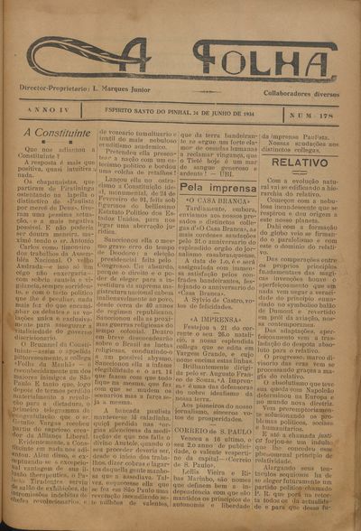 Capa de um dos jornais.