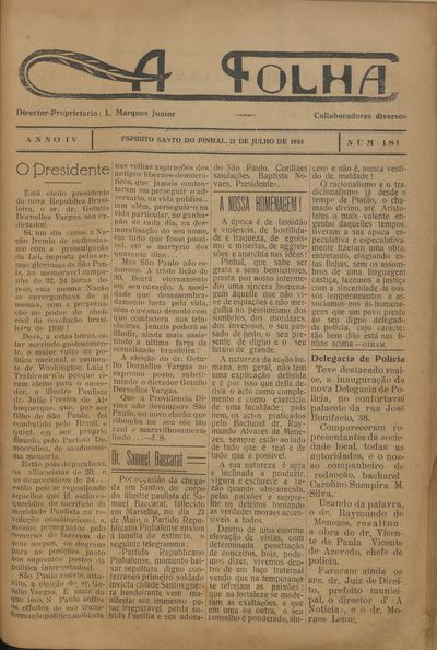 Capa de um dos jornais.
