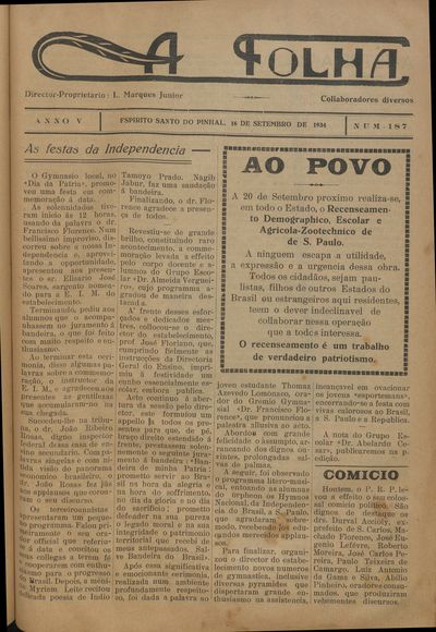 Capa de um dos jornais.