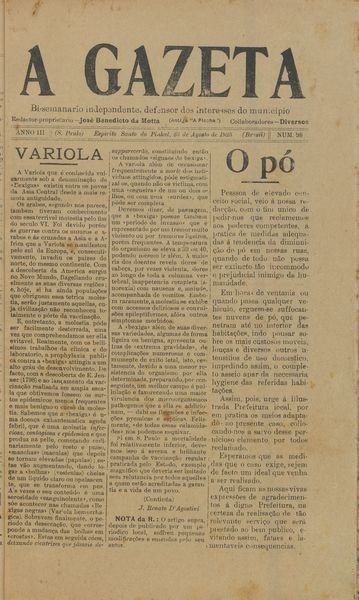 Capa de um dos jornais.