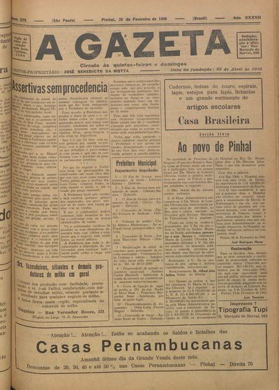 Capa de um dos jornais.