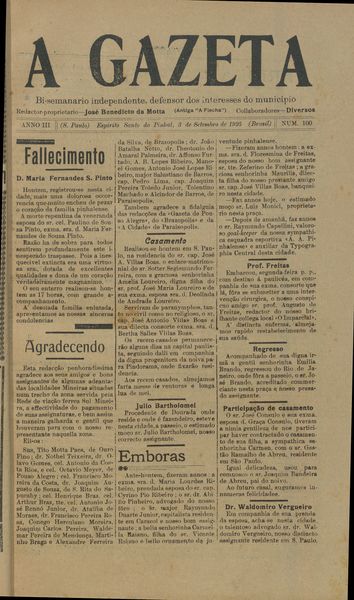 Capa de um dos jornais.