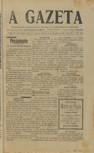 Capa de um dos jornais.