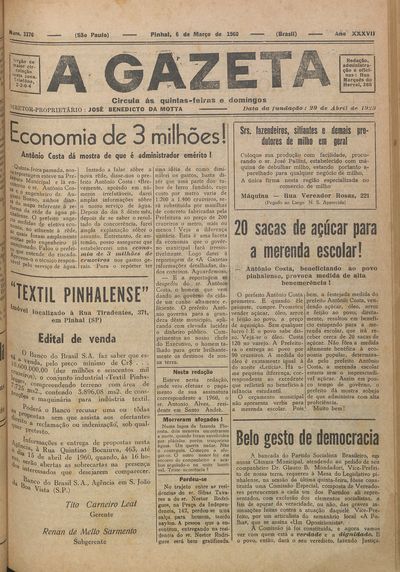 Capa de um dos jornais.