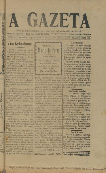 Capa de um dos jornais.