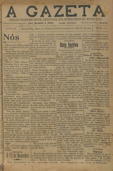 Capa de um dos jornais.