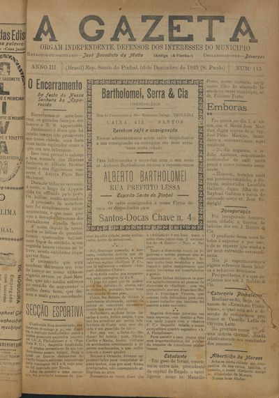 Capa de um dos jornais.