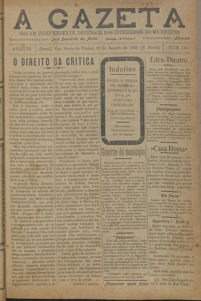 Capa de um dos jornais.