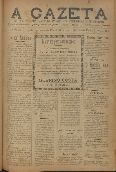 Capa de um dos jornais.