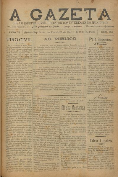 Capa de um dos jornais.