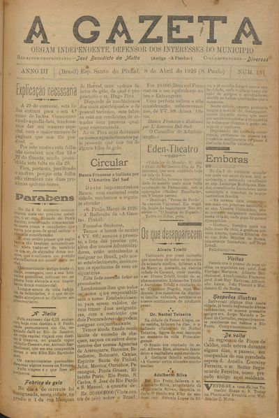Capa de um dos jornais.