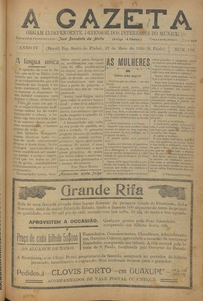 Capa de um dos jornais.