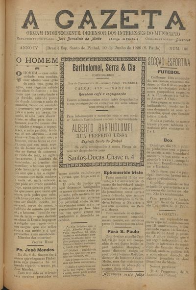 Capa de um dos jornais.