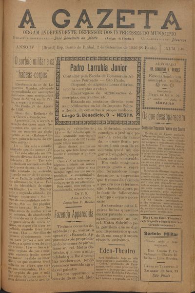 Capa de um dos jornais.