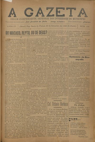 Capa de um dos jornais.