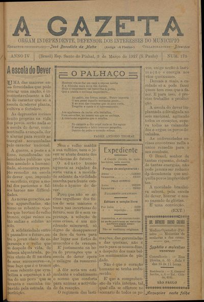 Capa de um dos jornais.