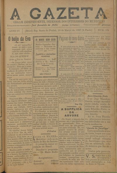 Capa de um dos jornais.